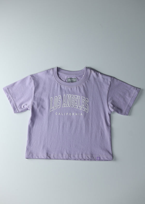 Kid Girls Cropped Boxy City Print Tees - Lavender