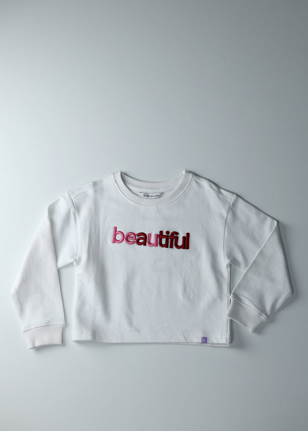Kid Girls Sweatshirts with BEAUTIFUL embroidery - White