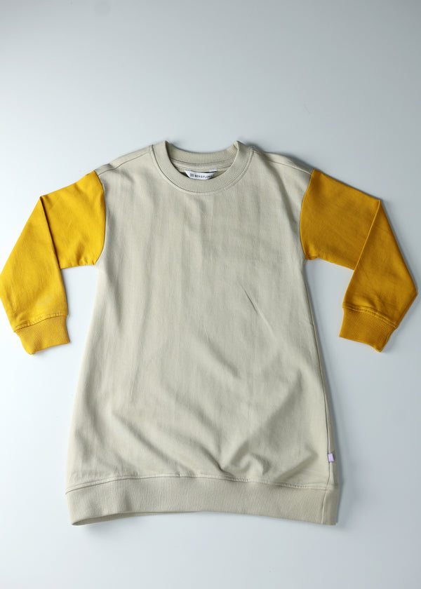 Kid Girls Knee Length Sweat-Dress - Beige