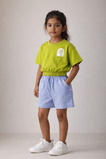 Kid girls Lt.Blue cotton Shorts