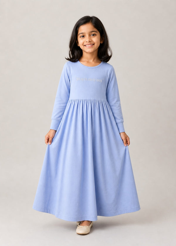 Kid Girls Full Length Dress - Lt.Blue