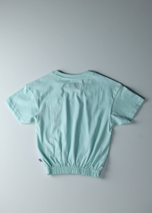 Kid Girls Palm Breeze Bubble Tees - Mint Green