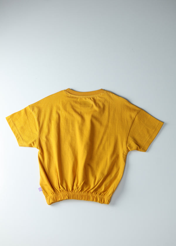 Kid Girls Palm Breeze Bubble Tees - Mustard
