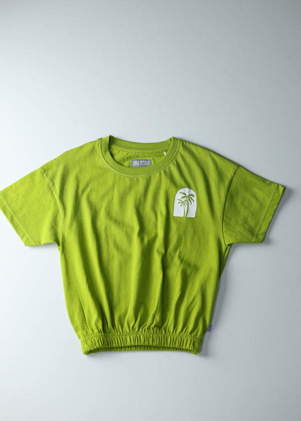 Kid Girls Palm Breeze Bubble Tees - Mehanti Green