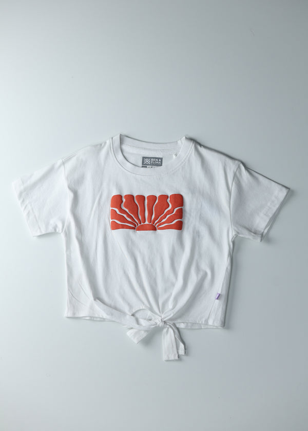 Kid Girls Tie-Up Boxy/Crop Tees - White