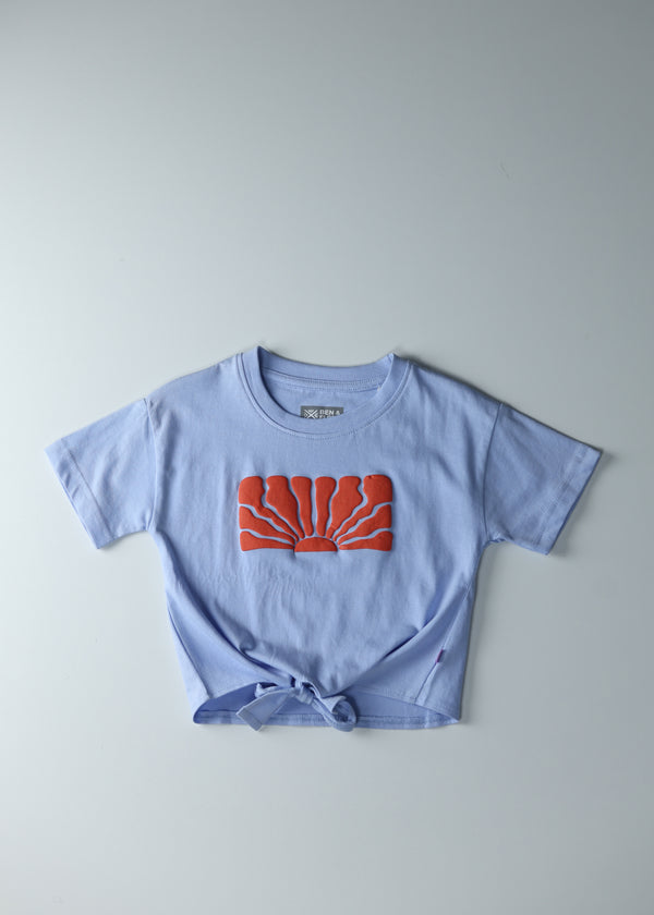 Kid Girls Tie-Up Boxy/Crop Tees - Lt.Blue
