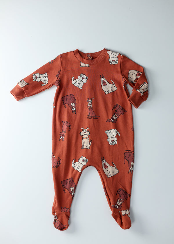 Baby Boy AOP Sleep Suit - Rust