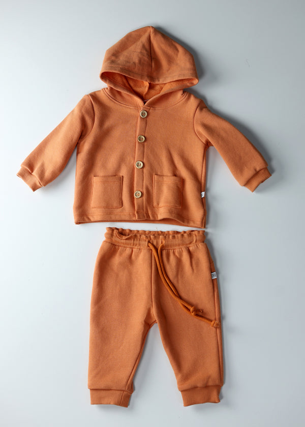 Baby Boy Hoodie Cord Sets - Orange
