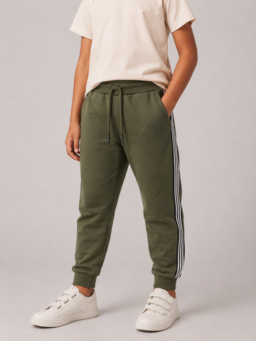 Kid Boys Jogger with Side tape - Olive Green