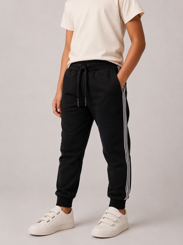 Kid Boys Jogger with Side tape -Black