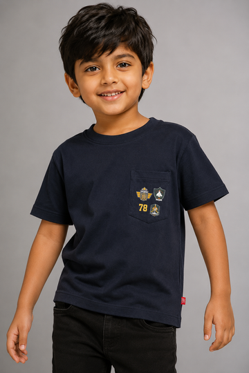 Kid Boys Pocket Graphic Tees - Black