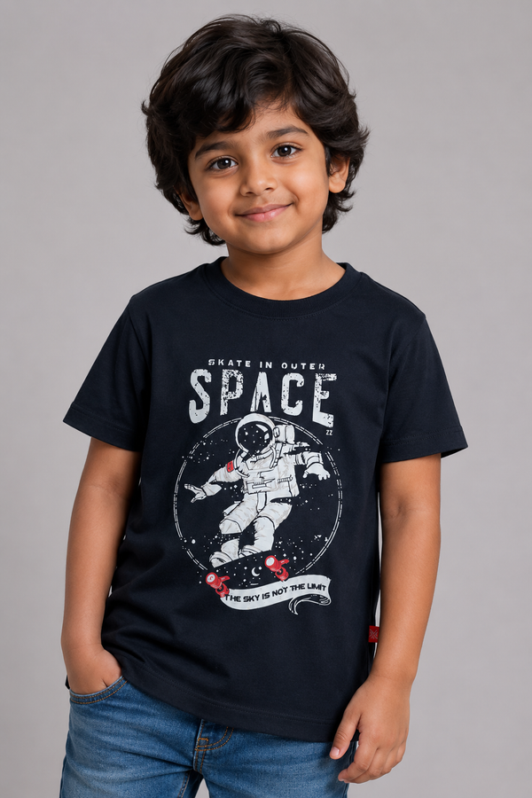 Kid Boys Space Astronaut Graphic Tees-Black