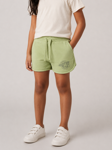 Kid Girls Sporty Shorts- Lt. Green