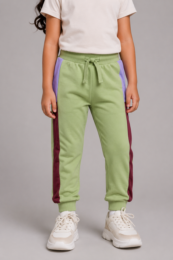 Kid Girls Colour Block Jogger- Lt.Green