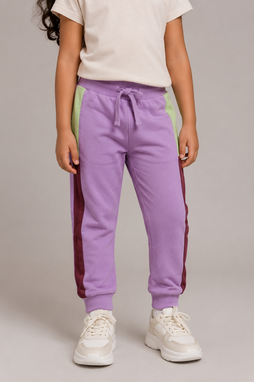 Kid Girls Colour Block Jogger- Lavender