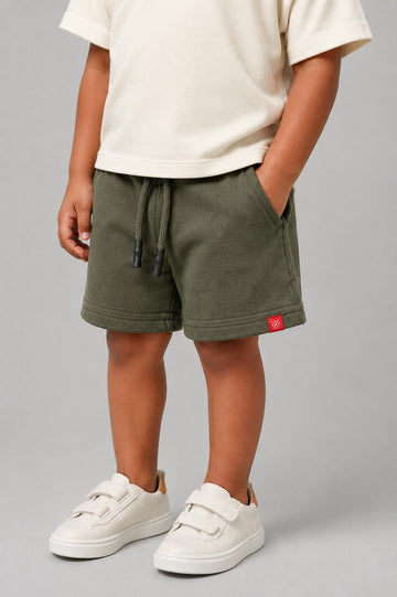 Baby Boy knit Shorts - Olive Green