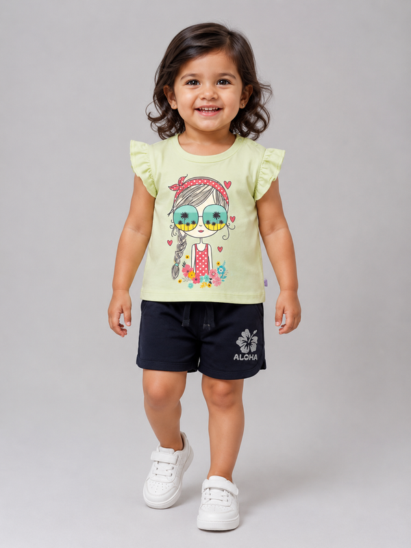 Baby Girl Graphic Tees - Lime Green