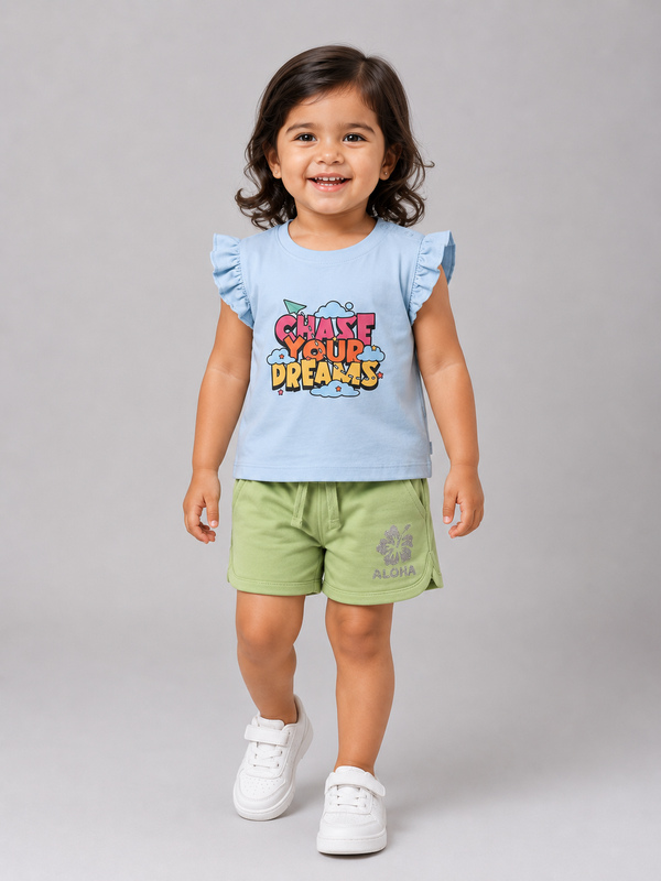 Baby Girl Graphic Tees - Lt.Blue