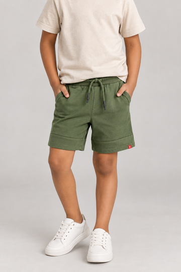Boys Olive Green Shorts | Casual Drawstring Shorts
